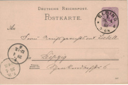 Ganzsache 5 Pfennig - Elbing 1888 > Kreisgerichtsrat Liebell Leipzig - Cartoline