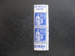 TB Paire Verticale De Carnet Du N° 368a, Neuve X. Avec PUB Sup. " HANN " + PUB Inférieure " BYRRH". - Ungebraucht