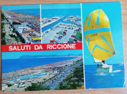 CARTOLINA ITALIA RIMINI RICCIONE SALUTI VEDUTINE  Italy Postcard ITALIEN Ansichtskarten - Greetings From...