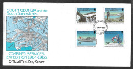 91-Y&T Série 196/199 South Georgia And South Sandwich Islands Sur FDC Illustrée Du 28.11.1989  King Edward Point . - Lettres & Documents