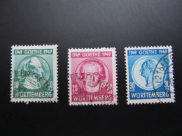 FZ-WUR Nr. 44-46, 1949, Goethe, Gestempelt - Wurtemberg