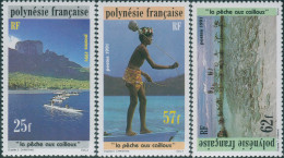 French Polynesia 1991 Sc#571-573,SG621-623 Stone Fishing Set MNH - Otros & Sin Clasificación