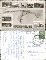 Sylt   Mehrbildkarte Mit Ortsansichten U. Landkarte 1957   Gel Stempel HÖRNUM - Autres & Non Classés