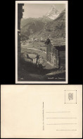 Ansichtskarte Zermatt Hütte, Stadt, Matterhorn - Fotokarte 1928 - Other & Unclassified