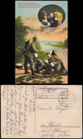 Feldpostkarte 1. Weltkrieg (Soldaten Mit Zelt) 1916  Feldpoststempel - War 1914-18