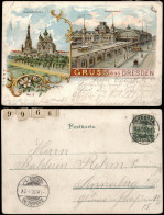 Seevorstadt-Dresden Hauptbahnhof Russisch-Orthodoxe Kirche 2 Bild Litho 1900 - Dresden