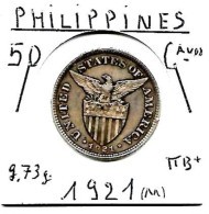 PHILIPPINES  US.Période  50  Centavos   Année 1921(M)   KM171, Ag. 0.750, TTB+ - Filippijnen