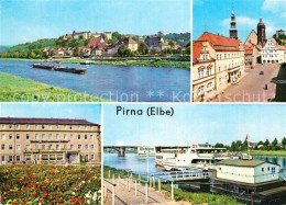 72950590 Pirna Elbepartie Markt Rathaus Hotel Schwarzer Adler Dampferanlegestell - Pirna