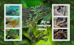 TOGO 2024 MS 6V - CAMOUFLAGE - FROG FROGS TURTLES TURTLE OWL OWLS GECKO CHAMELEON SEAHORSE HIPPOCAMPE REPTILES - MNH - Owls