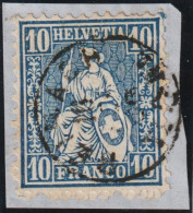 Heimat AG Reinach Fingerhut-stempel Auf 10Rp. Blau Sitzende Helvetia Briefstück - Oblitérés