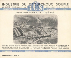 38 - PONT DU CHERUY  - SOCIETE "I.C.S." - INDUSTRIE Du CAOUTCHOUC SOUPLE - CARTE COMMERCIALE ANCIENNE (10x13cm) -TB ETAT - Pont-de-Chéruy