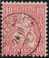 Heimat AG Gansingen 24.III..Zwergstempel Auf 10Rp. Karmin Sitzende Helvetia - Used Stamps