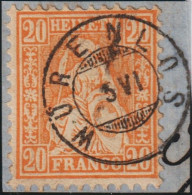 Heimat AG Würenlos 5.VI..Zwergstempel Auf 20Rp. Orange Sitzende Helvetia - Used Stamps