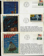 FDC Soie  3 X - APOLLO 14  - Obl. Cape Canaveral 09/02/1971 - Estados Unidos