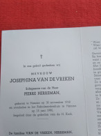 Doodsprentje Josephina Van De Vreken / Hamme 30/11/1918 - 15/6/1990 ( Pierre Herreman ) - Religione & Esoterismo