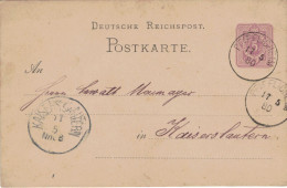 Ganzsache 5 Pfennig - Pfiffligheim 1880 > Kaiserslautern - Postkarten