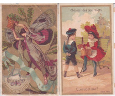 CHROMOS - CHROMO - CAFE ET CHOCOLAT DES GOURMETS - 2 IMAGES -  PAPILLON  TREBUCIEN - CONVOITISE - Tea & Coffee Manufacturers