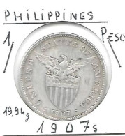 PHILIPPINES  US.Période 1 PESO   Année 1907s   KM172, Ag. 0.800, TTB+ - Filippijnen