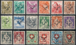 Schweiz Suisse 1938: OFFICIEL II N° 28-45 "Kreuz-Aufdruck / Surcharge Avec Croix" Mit Stempel / Obliterée (Zu CHF 60.00) - Officials