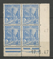 TUNISIE N° 287A Bloc De 4 Coin Daté 17 / 3 / 47 NEUF** SANS CHARNIERE NI TRACE  / Hingeless  / MNH - Neufs