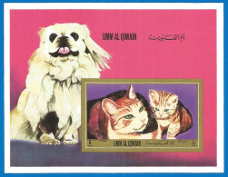 Umm Al-Qiwain 1972 Year, Block Mint MNH (**) Cats Dog  Imperf. - Umm Al-Qiwain