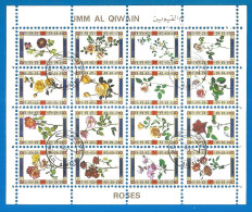 Umm Al-Qiwain 1972 Year, Used S/S Flowers Roses - Umm Al-Qaiwain