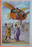 CARTE CHROMO CHOCOLAT LOMBARD - AERO-TAXI DANS 20 ANS - HUMOUR - 2 SCANS -20 - Advertising