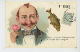 POISSON 1ER AVRIL - Jolie Carte Fantaisie Homme Avec Rose Et Ajoutis Poisson 1er Avril - 1 April (aprilvis)