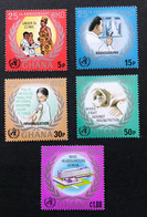 GHANA 1973 - NEUF**/MNH - Série Complète Mi 500 / 504 - YT 461 / 465 - WHO WORLD HEALTH ORGANIZATION - LUXE - Ghana (1957-...)