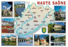 1 Map Of France * 1 Ansichtskarte Mit Der Landkarte - Département Haute Saone Und Sehenswürdigkeiten - Ordnungsnummer 70 - Maps