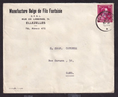 DDGG 140 -- Enveloppe TP Moins 10 % Surcharge Locale ELLEZELLES 1946 - Entete Manufacture Belge De Fils Fantaisie - 1946 -10%