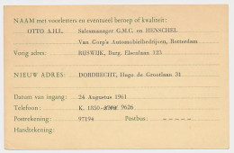 Verhuiskaart G. 26 Particulier Bedrukt Rijswijk 1961 - Postwaardestukken