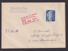 Briefmarken DDR R Brief Einschreibemarke Magdeburg 50 Pfg. + ZuF 35 Pfg. Hamburg - Brieven En Documenten