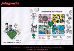 AMERICA. CUBA SPD-FDC. 2021 CUBA FRENTE A LA COVID-19. HOJA BLOQUE - FDC