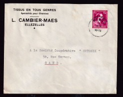 DDGG 142 -- Enveloppe TP Moins 10 % Surcharge Locale RONSE 1946 - Entete Tissus Cambier-Maes à ELLEZELLES - 1946 -10 %