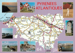 1 Map Of France * 1 Ansichtskarte Mit Der Landkarte - Département Pyrenees Atlantiques - Ordnungsnummer 64 - Maps