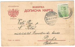 Serbia Military Postcard - Kragujevac Via Praha / Prague ( Czech / Bohemien ) 1912 - Serbien