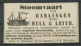 Advertentie 1866 Stoomvaart Harlingen - Engeland - Lettres & Documents