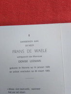 Doodsprentje Frans De Waele / Hamme 14/1/1920 - 29/3/1989 ( Denise Leeman ) - Religion &  Esoterik