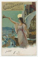 Postal Stationery Germany 1900 New Year - Clock - Angel - Noël