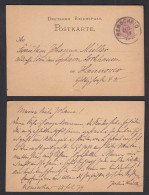 Remscheid Deutsches Reich 1879 5 Pfennige Postkarte Ganzsache Nach Hannover - Tarjetas
