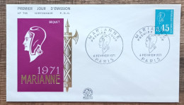 FDC 1971 - YT N°1663 - MARIANNE DE BEQUET - PARIS - 1970-1979