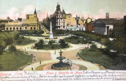 Buenos Aires - Plaza Y Avenida De Mayo (Place Et Avenue De Mai) - CPA Couleur - Argentinië