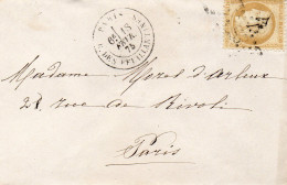 Paris - Env Sans Corr Affr N° 55 Obl Etoile 38 Tàd R. Des Feuillantines - 1849-1876: Periodo Clásico