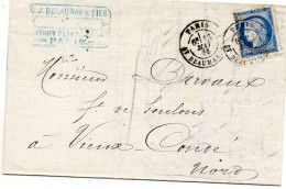 Paris - LAC Affr N° 60C Obl Tàd Bt Beaumarchais (mai 1876 = Après La Période Des Etoiles Chiffrées) - 1849-1876: Période Classique