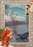 BABBO NATALE Buon Anno Natale Vintage Cartolina CPSM #PAV684.IT - Santa Claus