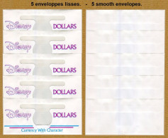 5 Enveloppes Lisses Pour Disney Dollars USA. 5 Smooth Envelopes For Disney Dollars USA. (NEUVE - UNUSED). - Other - America