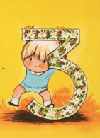 HAPPY BIRTHDAY 3 Year Old BOY Children Vintage Postcard CPSM Unposted #PBU095.GB - Verjaardag