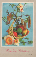 PÂQUES FLEURS ŒUF Vintage Carte Postale CPA #PKE167.FR - Pâques