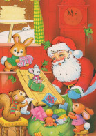 PÈRE NOËL Animaux NOËL Fêtes Voeux Vintage Carte Postale CPSM #PAK497.FR - Santa Claus